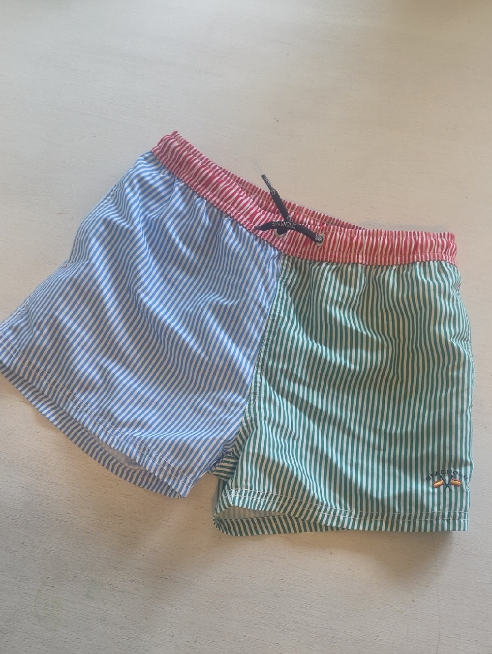 Kids Colorblock Stripe Swim Trunks - Pink, Blue, Green